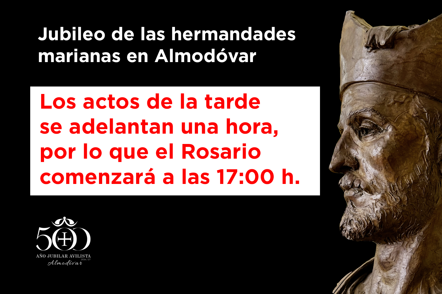 Adelanto del horario del Jubileo de este sábado